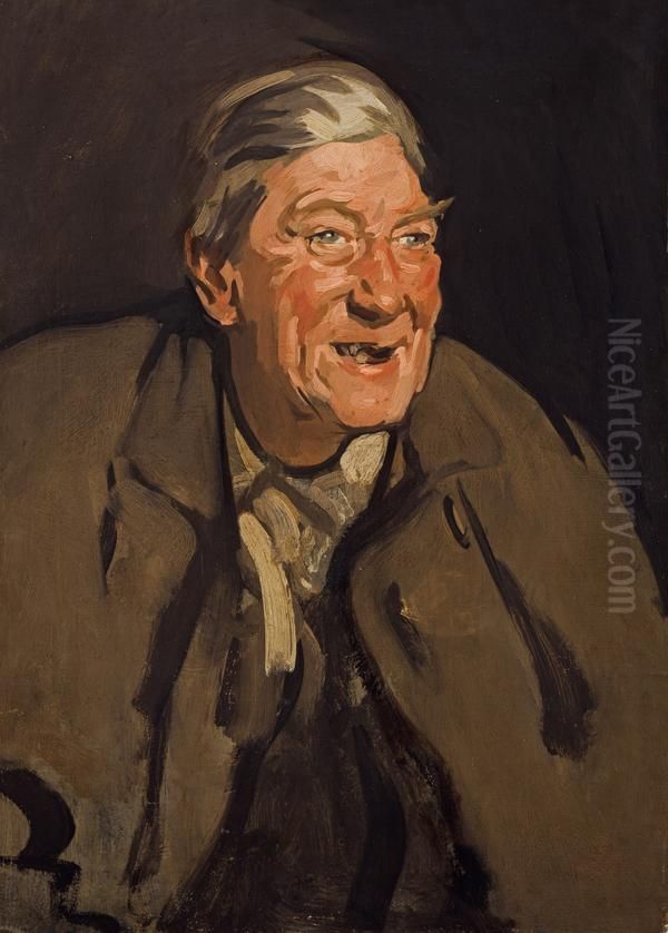 Man Laughing (Portrait of Tom Morris) Oil Painting by Samuel Peploe