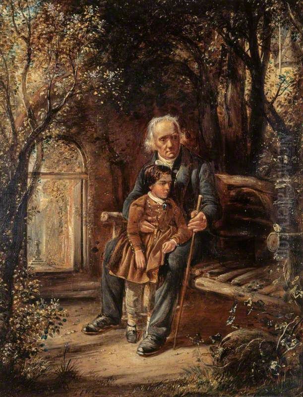 Rev. Thomas Chalmers, 1780 - 1847. Preacher and social reformer (With his grandson Thomas Chalmers Hanna) Oil Painting by David Octavius Hill