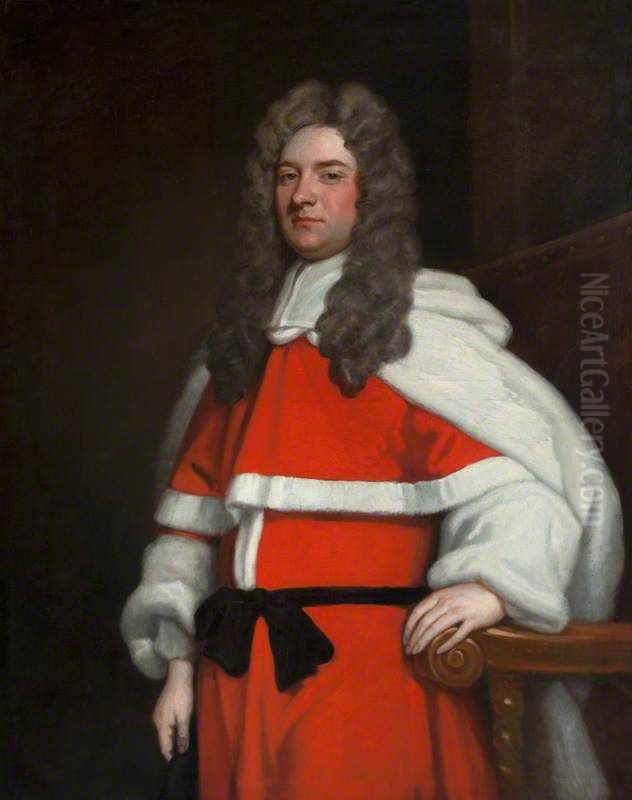 George Dalrymple of Dalmahoy, 1680 - 1745. Baron of Exchequer Oil Painting by John Baptist Medina