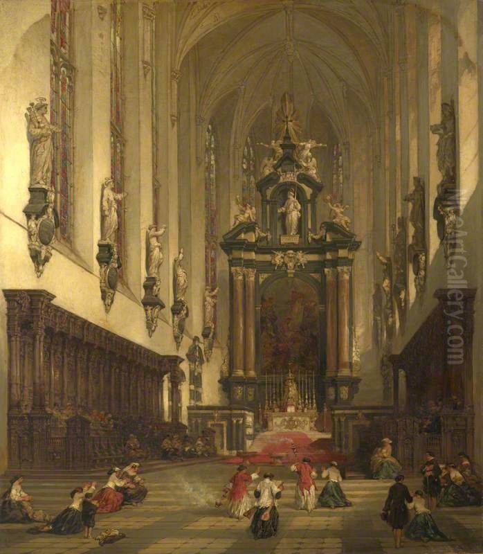 Chancel of the Collegiate Church of St Paul, at Antwerp Oil Painting by David Roberts