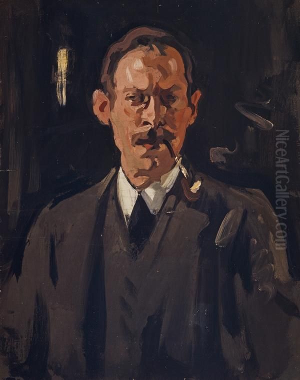 Samuel John Peploe, 1871 - 1935. Artist (Self-portrait) Oil Painting by Samuel Peploe