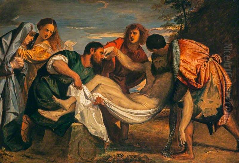The Entombment of Christ (after Titian) Oil Painting by Thomas Duncan