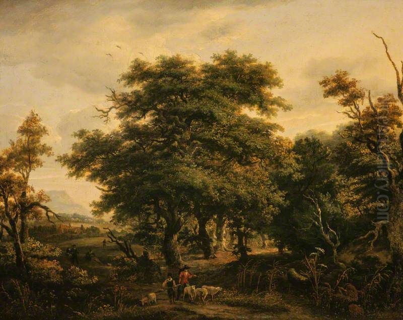 Woody Landscape with Figures and Sheep Oil Painting by Alexander Nasmyth