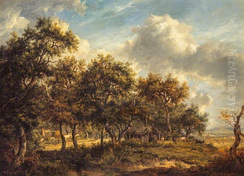 A Woodman's Cottage Oil Painting by Patrick Nasmyth