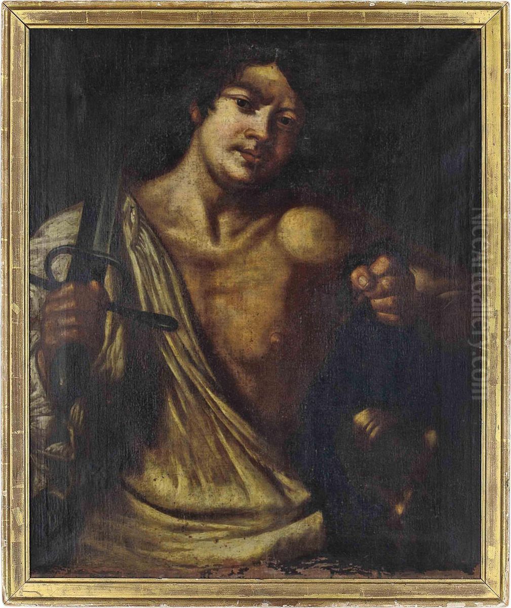 David With The Head Of Goliath Oil Painting by Bernardo Cavallino