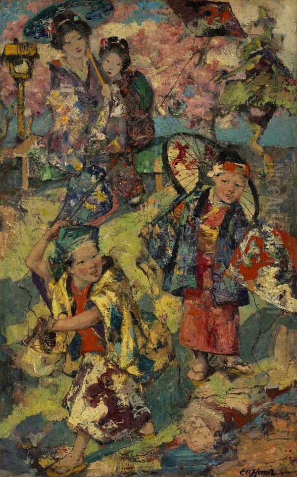 Kite Flying, Japan Oil Painting by Edward Atkinson Hornel