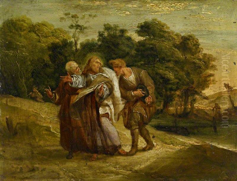 Christ with his Disciples on the Road to Emmaus Oil Painting by John Runciman