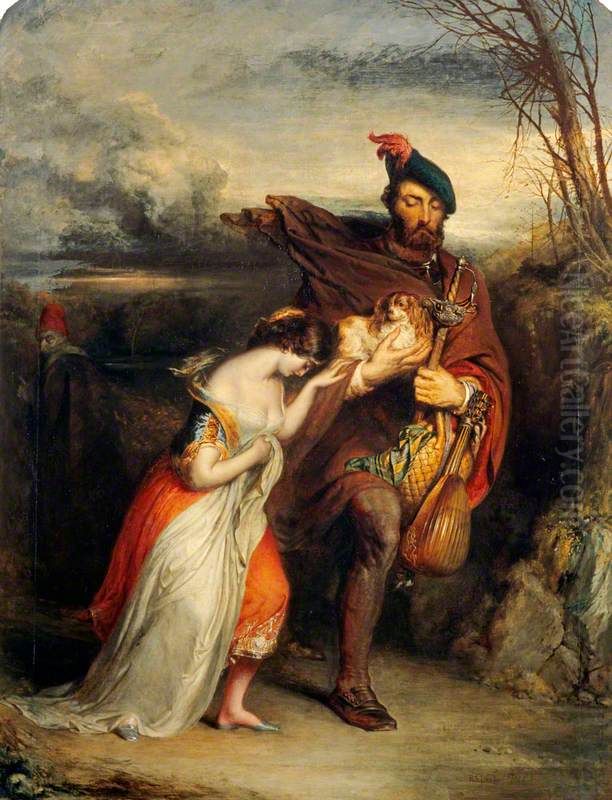 The Gow Chrom Reluctantly Conducting the Glee Maiden to a Place of Safety (from Scott's 'The Fair Maid of Perth') Oil Painting by Robert Scott Lauder