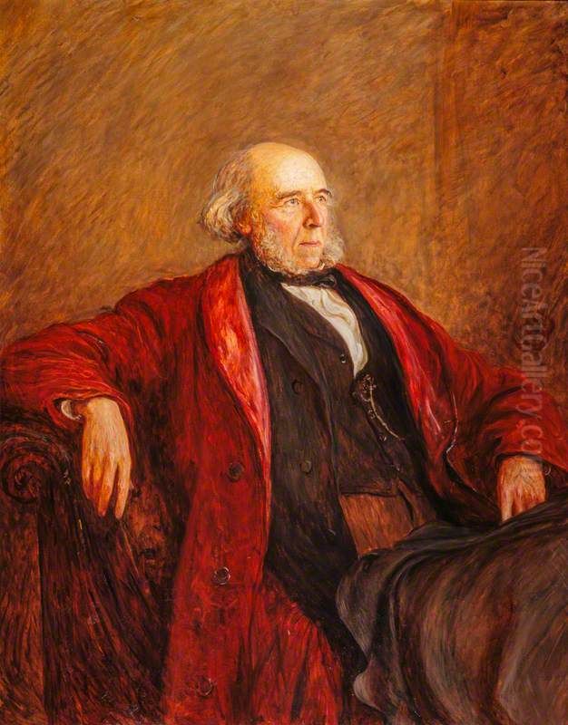 Herbert Spencer, 1820 - 1903. Philosopher Oil Painting by Hubert von Herkomer