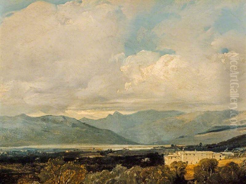 View near Sarzana, Val di Magra Oil Painting by Richard Parkes Bonington