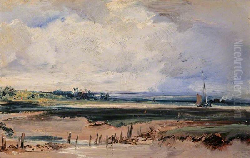 Les Salinieres near Trouville Oil Painting by Richard Parkes Bonington