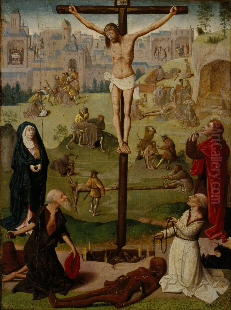 The Crucifixion with St Jerome and St Dominic and Scenes from the Passion Oil Painting by Geertgen tot Sint Jans