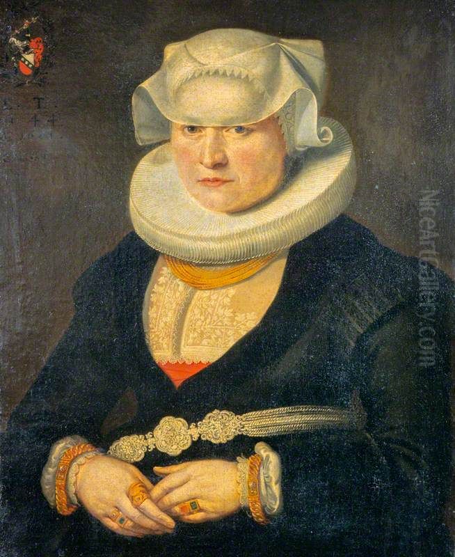 Elisabeth Locher, Mrs Hans Konrad Heidegger (1616 - 1673) Oil Painting by Conrad Meyer