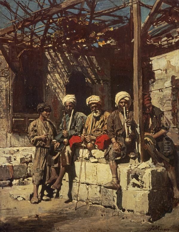 Outside a Cafe Oil Painting by Jacob Maris