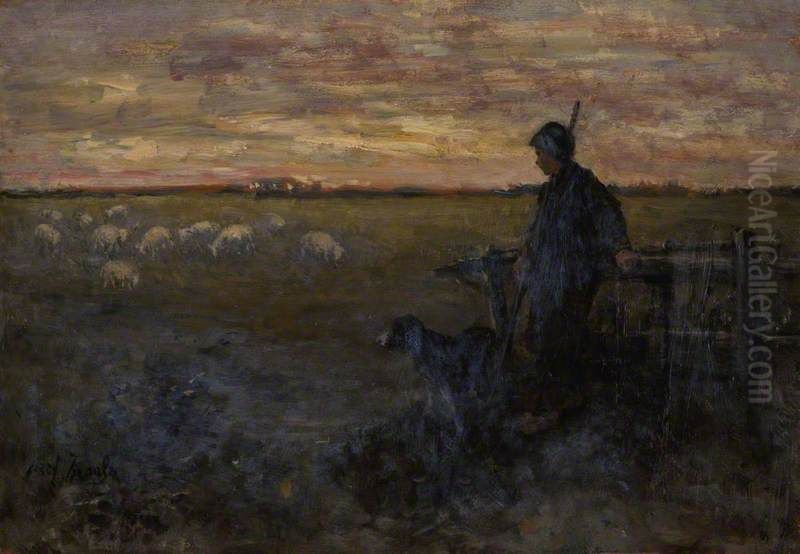 Watching the Flock Oil Painting by Jozef Israels