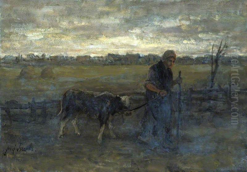 Bringing Home the Calf Oil Painting by Jozef Israels