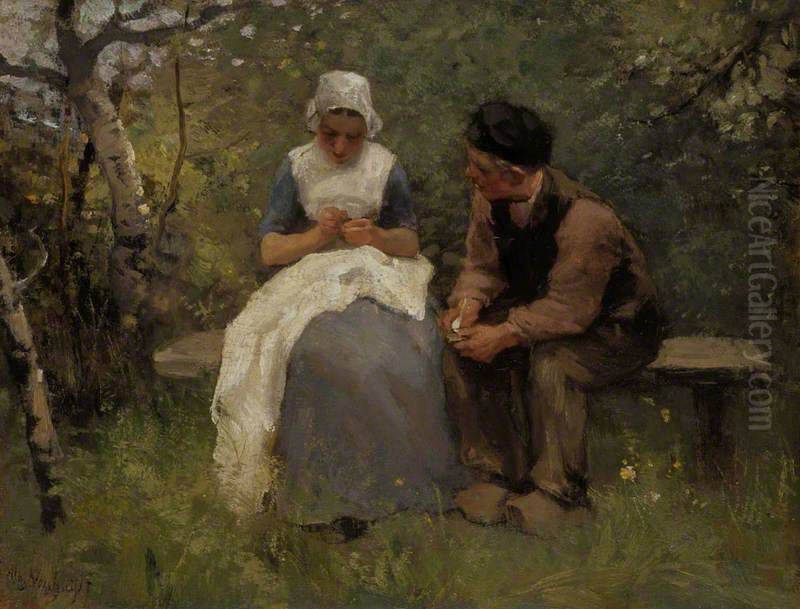 The Old, Old Story Oil Painting by Albert Neuhuys