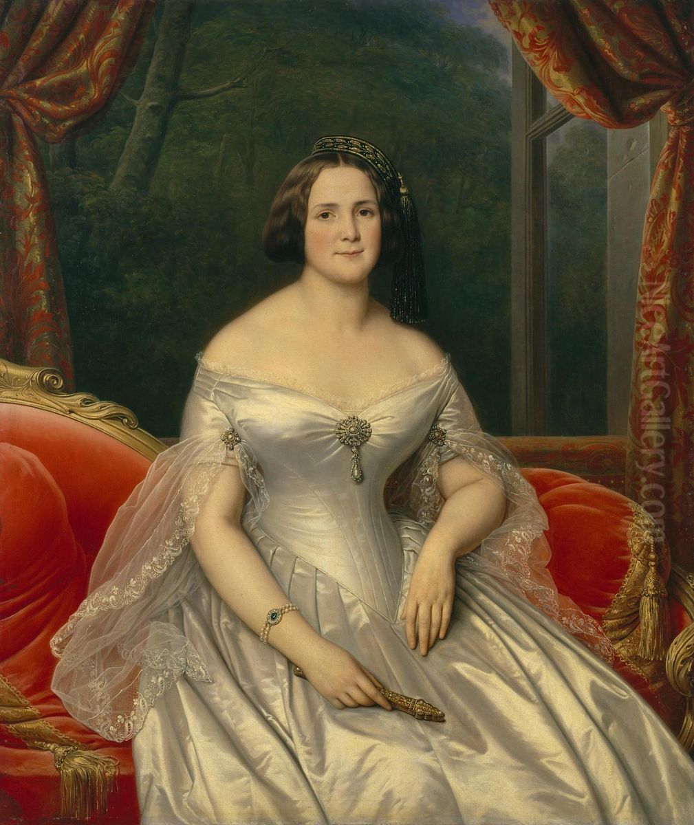 Portrait of Anna Benardaki Oil Painting by Charles de Steuben