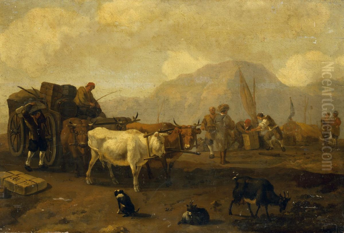 Landscape with a Cart Driven by Bullocks Oil Painting by Abraham Begeyn