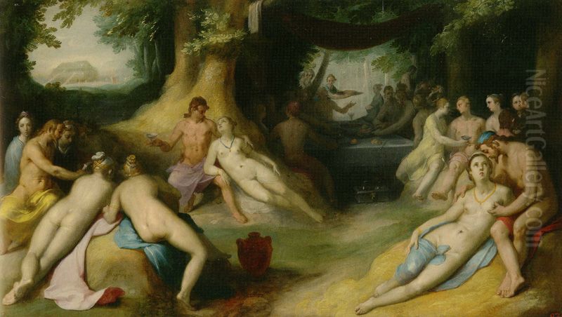 Sinners before the Flood Oil Painting by Cornelis van Haarlem