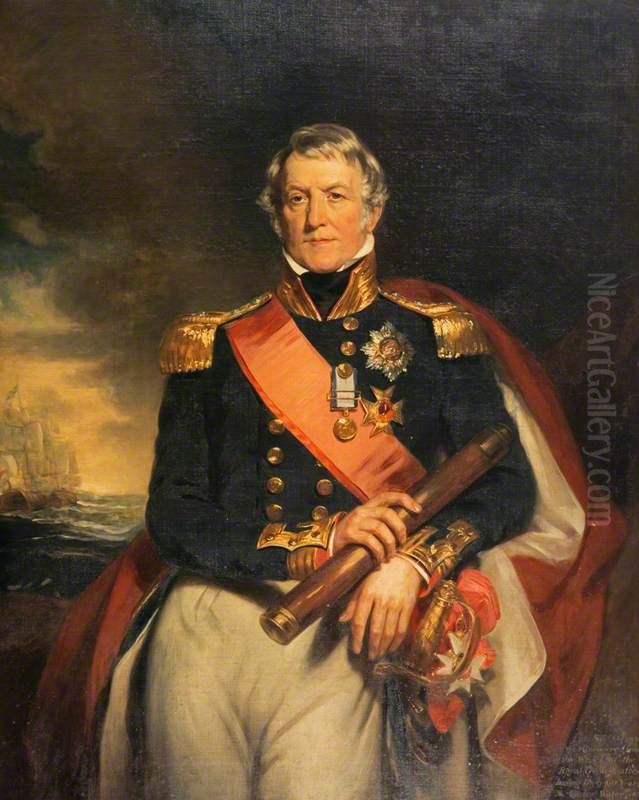 Admiral Sir Philip Charles Henderson Calderwood Durham, 1763 - 1845 Oil Painting by John Wood
