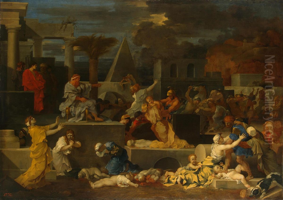 Le Massacre des Innocents Oil Painting by Sebastien Bourdon