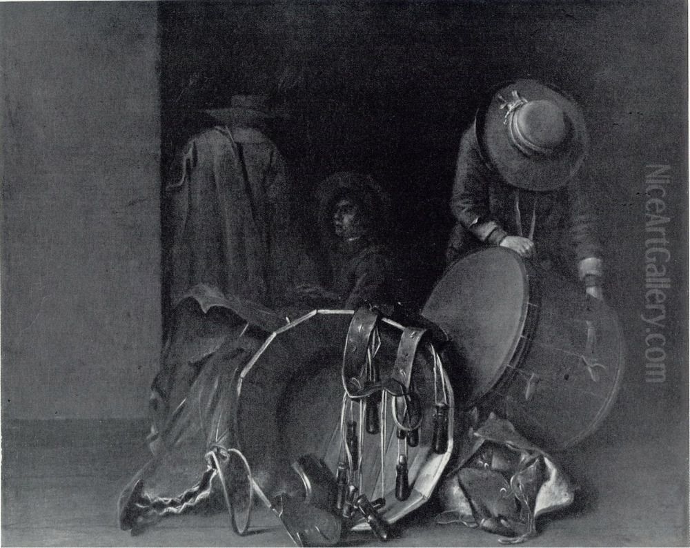 Mending a Drum Oil Painting by Esaias Boursse