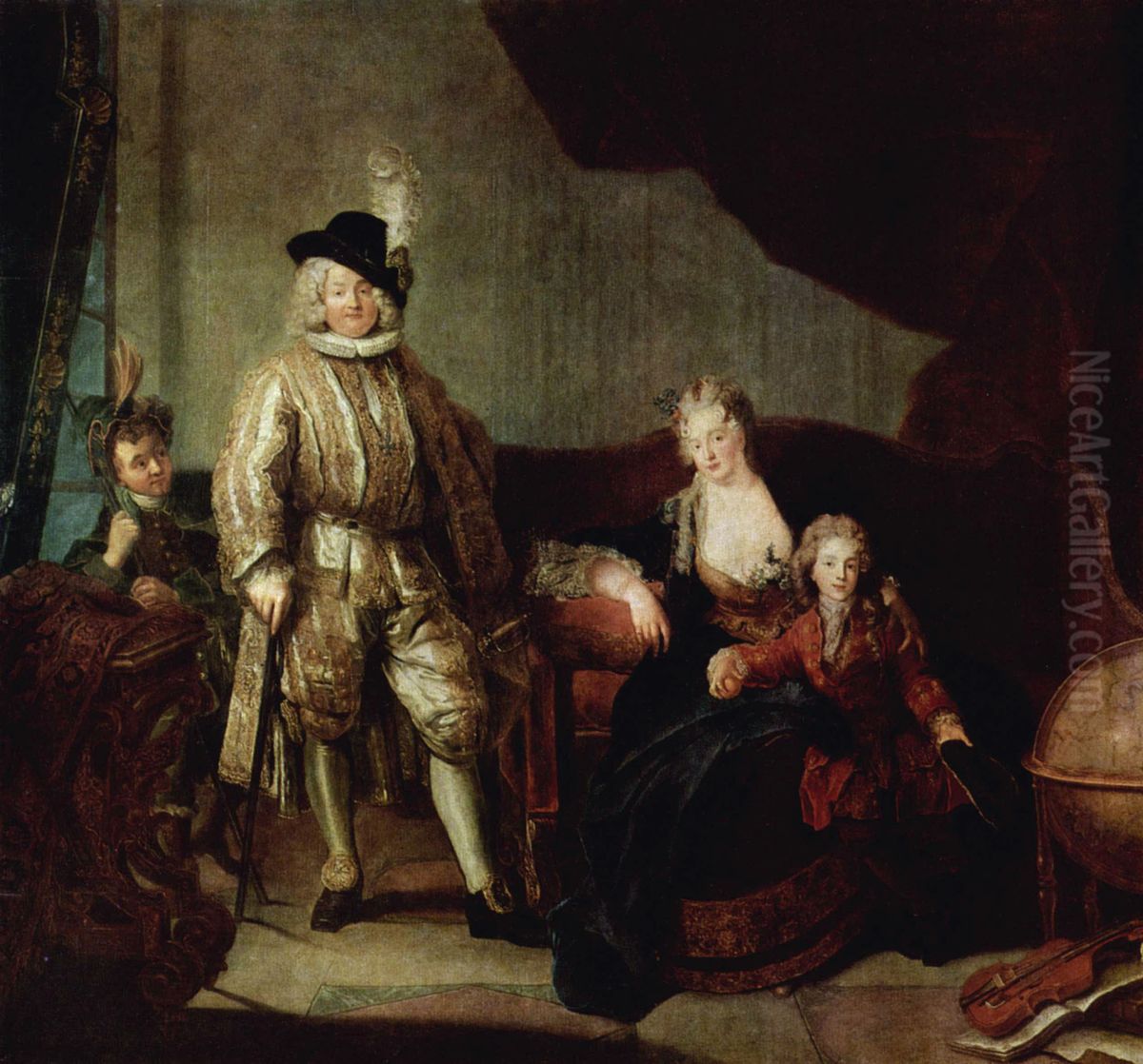 Familienportrat des Baron von Erlach Oil Painting by Antoine Pesne