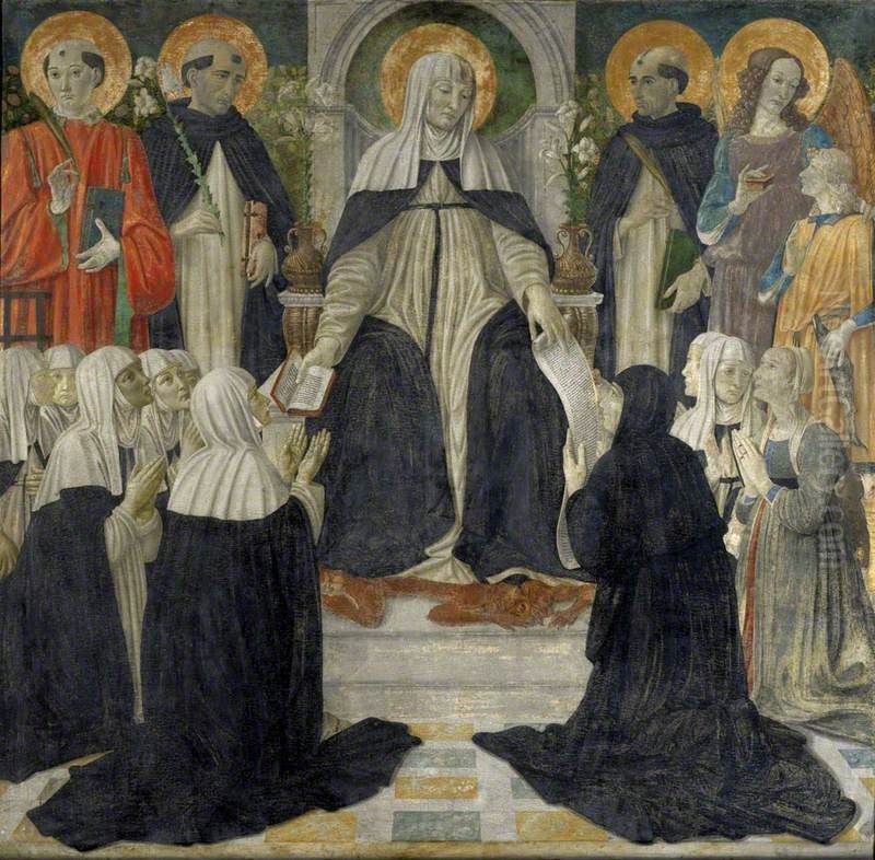 Saint Catherine of Siena as Spiritual Mother of the Second and Third Orders of Saint Dominic Oil Painting by Cosimo Rosselli