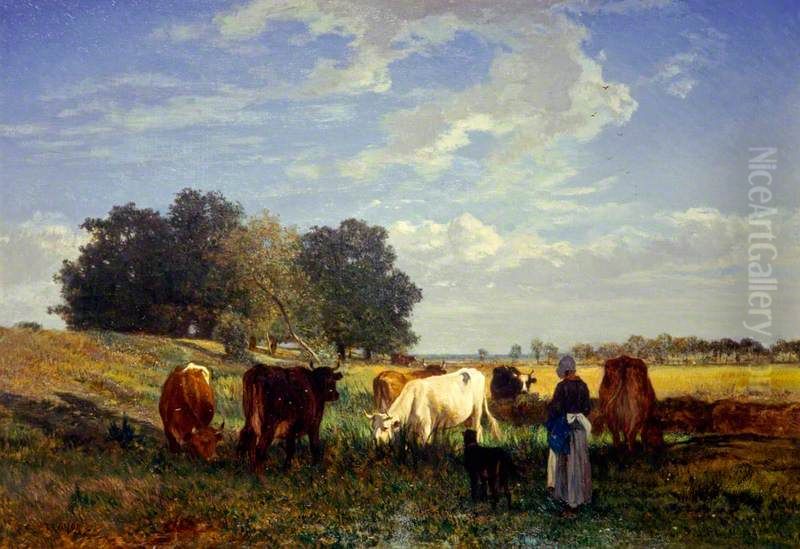 Cattle Grazing in Touraine Oil Painting by Constant Troyon