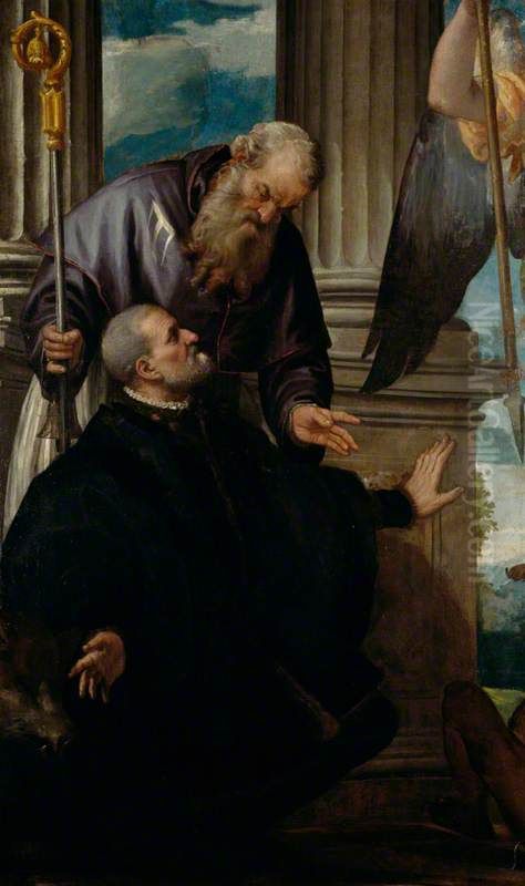 Saint Anthony Abbot as Patron of a Kneeling Donor Oil Painting by Paolo Veronese (Caliari)