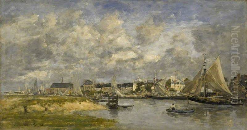 Trouville Harbour Oil Painting by Eugene Louis Boudin