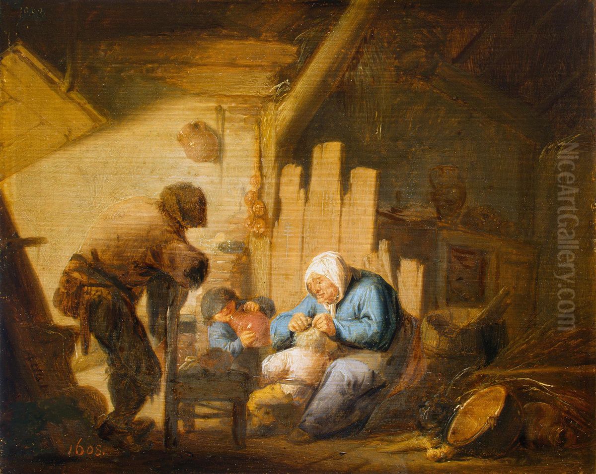 Sense of Sight Oil Painting by Adriaen van Ostade