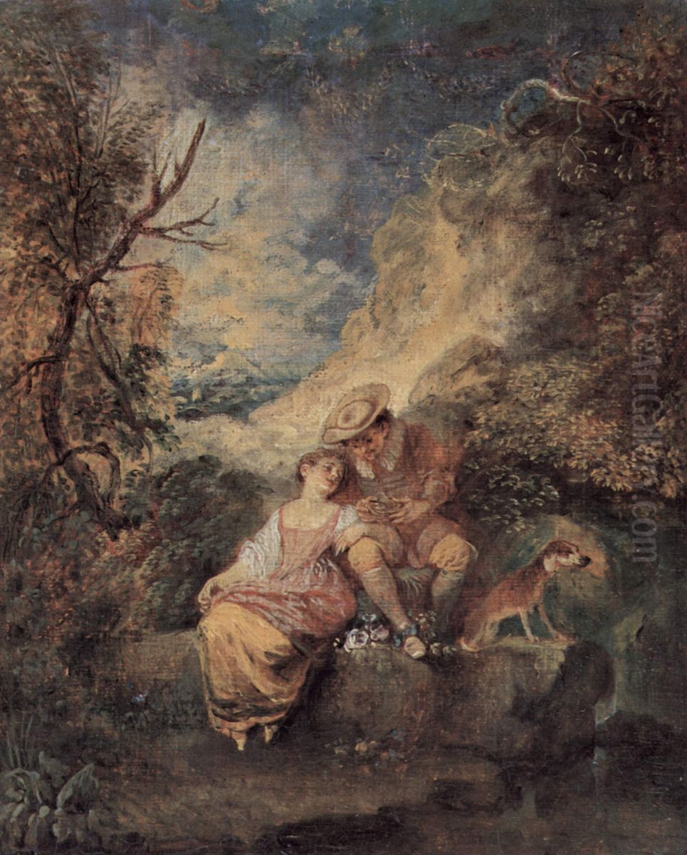 Der Jager des Nestes Oil Painting by Jean-Antoine Watteau