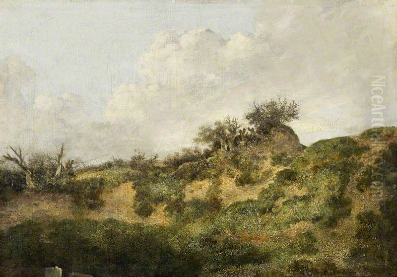 A Sandy Bank Oil Painting by John Crome