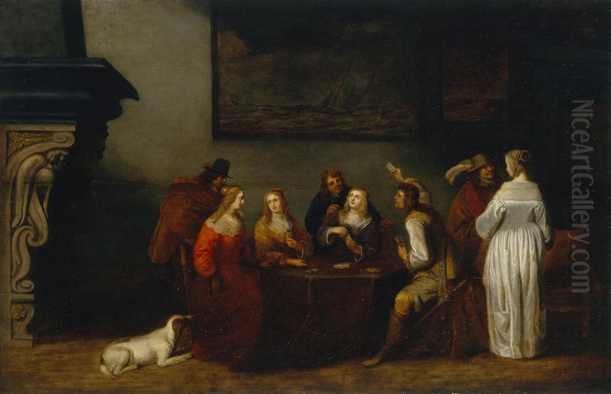 Card players Oil Painting by Christoffel Jacobsz van der Laemen