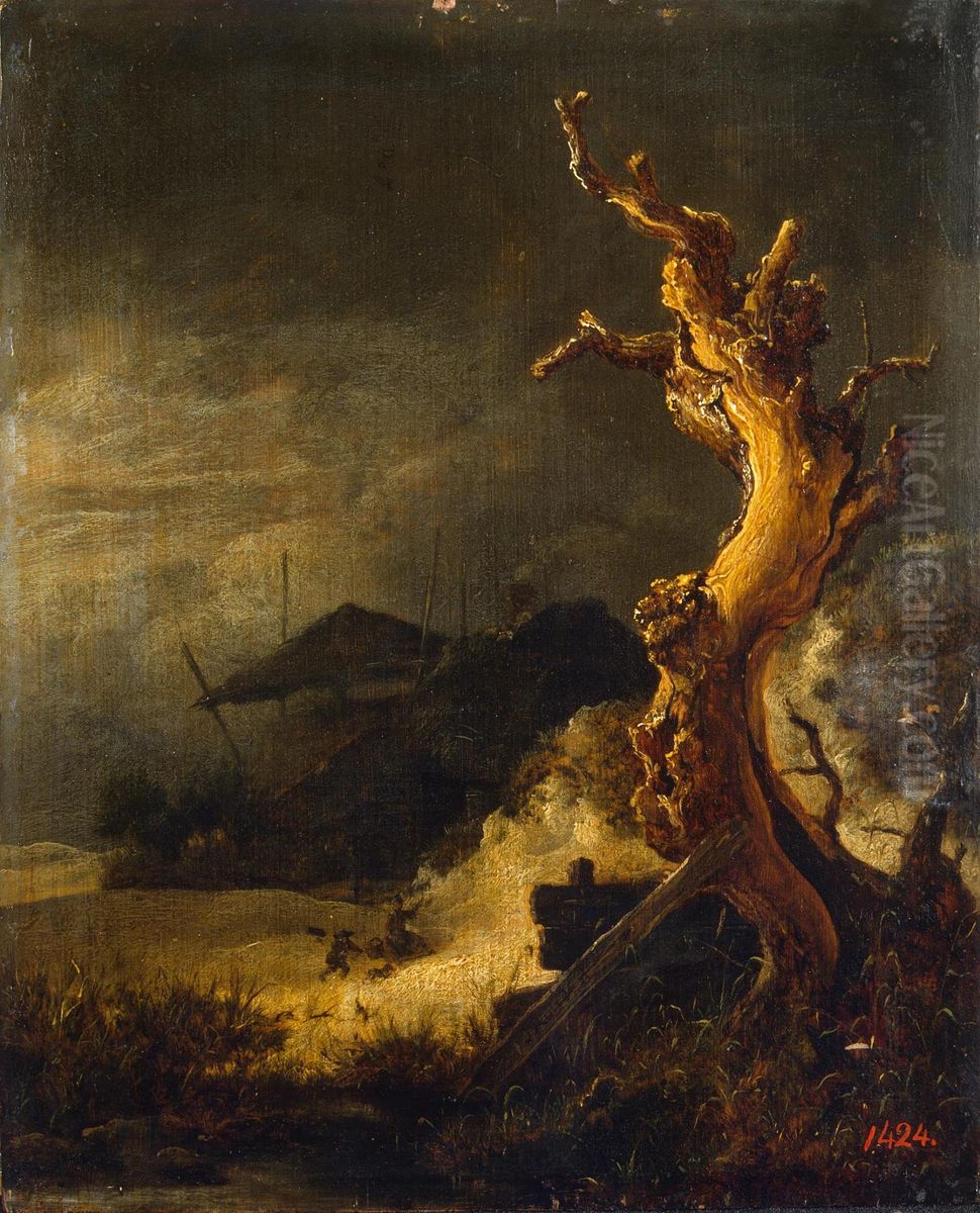 Winter landscape with dead tree Oil Painting by Jacob Van Ruisdael