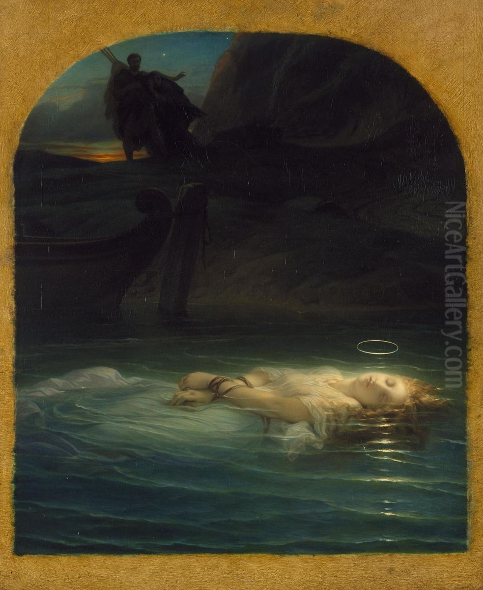 A Christian Martyr Drowned in the Tiber During the Reign of Diocletian Oil Painting by Paul Delaroche