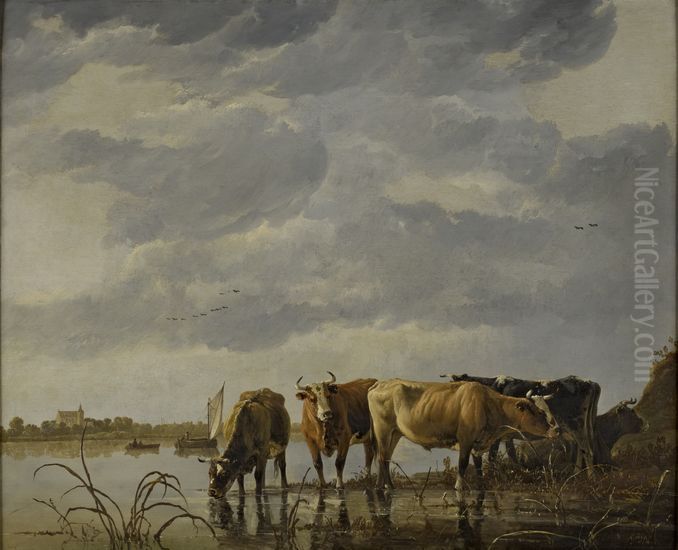 Cattle Watering by an Estuary Oil Painting by Aelbert Cuyp