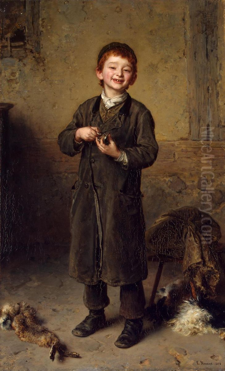 First Earnings Oil Painting by Ludwig Knaus