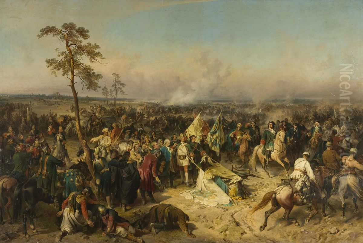 Victory in Poltava on 27 June 1709 Oil Painting by Alexander Kotzebue