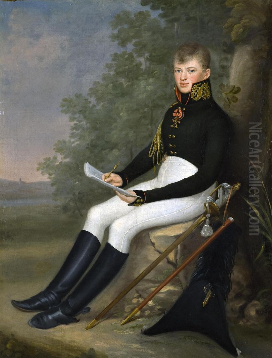 Portrait of the Military Cartographer F.F.Schubert Oil Painting by Jan Gladysz