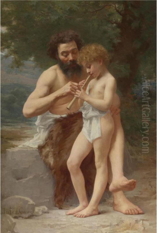 La Lecon De Flute Oil Painting by Jules Cyrille Cave