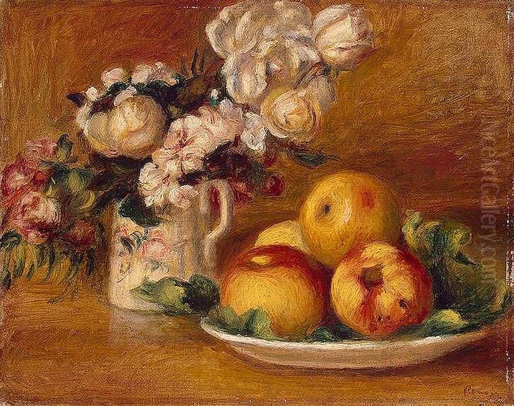 Apples and Flowers Oil Painting by Pierre Auguste Renoir