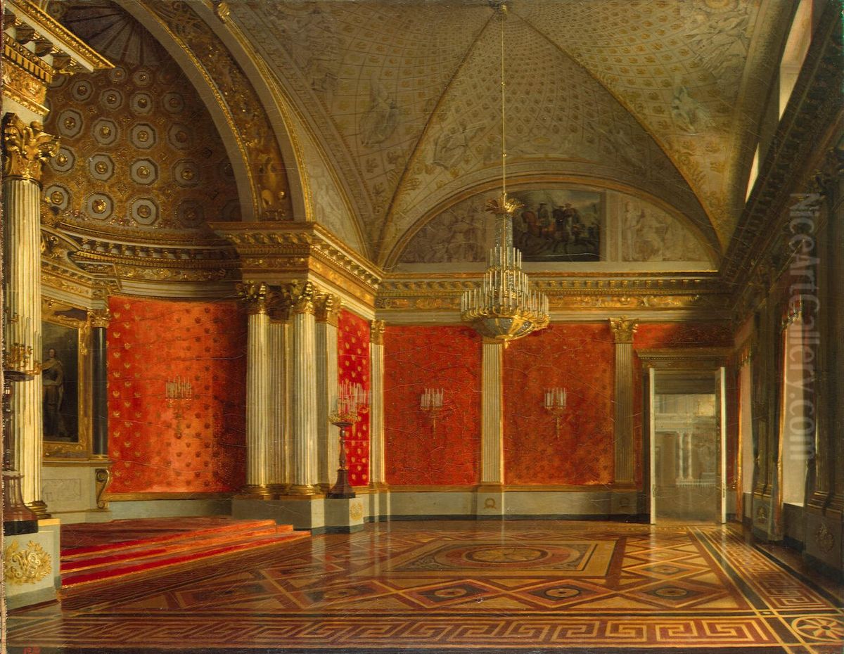 View of the Peter's (Small Throne) Room in the Winter Palace Oil Painting by Sergey Zaryanko