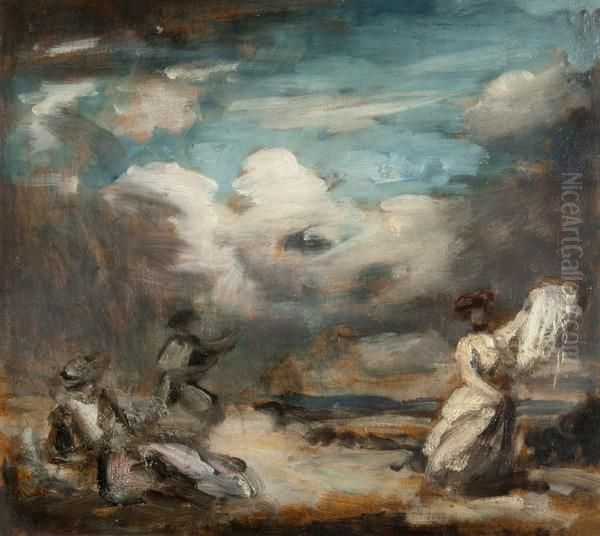 Flying Kites (Sketch for Bourton House Decorations) Oil Painting by Philip Wilson Steer