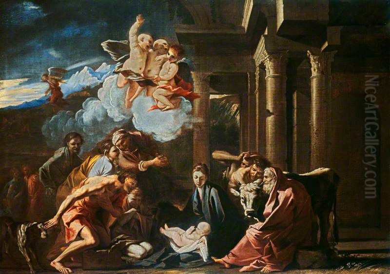 The Adoration of the Shepherds Oil Painting by Pietro Testa