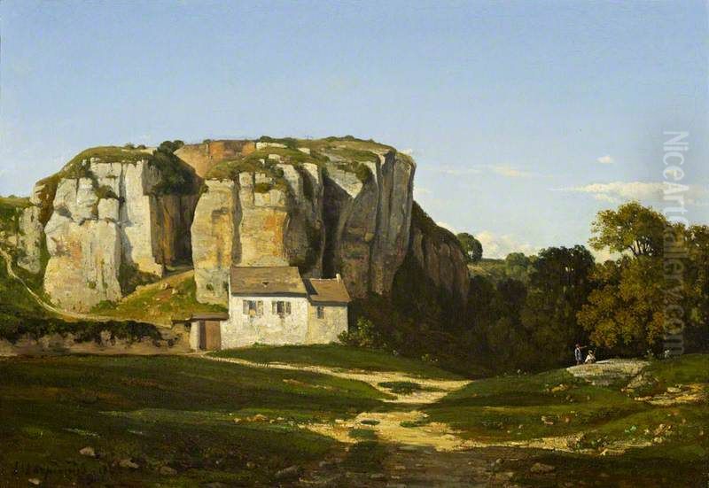 Cliffs Near Cremieu Oil Painting by Henri Harpignies
