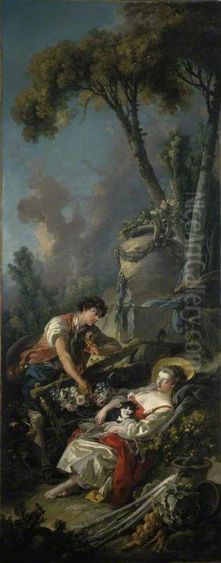 A Pastoral Scene ('La Jardiniere Endormie') Oil Painting by Francois Boucher