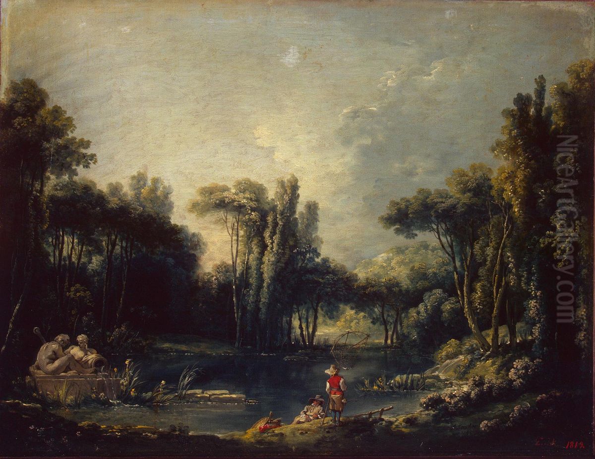 Landscape with a Pond Oil Painting by Francois Boucher
